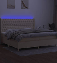 Boxspringbett mit Matratze & LED Creme 200x200 cm Stoff