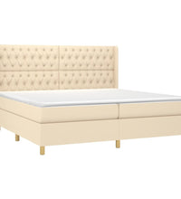 Boxspringbett mit Matratze & LED Creme 200x200 cm Stoff