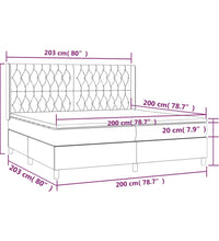 Boxspringbett mit Matratze & LED Creme 200x200 cm Stoff