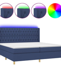 Boxspringbett mit Matratze & LED Blau 200x200 cm Stoff