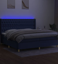 Boxspringbett mit Matratze & LED Blau 200x200 cm Stoff