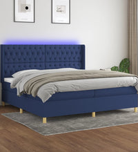 Boxspringbett mit Matratze & LED Blau 200x200 cm Stoff