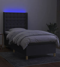 Boxspringbett mit Matratze & LED Dunkelgrau 80x200 cm Stoff