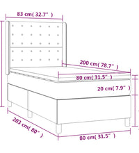Boxspringbett mit Matratze & LED Dunkelgrau 80x200 cm Stoff