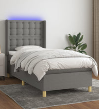 Boxspringbett mit Matratze & LED Dunkelgrau 80x200 cm Stoff