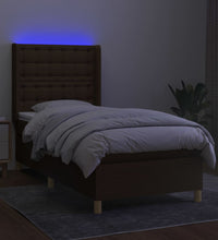 Boxspringbett mit Matratze & LED Dunkelbraun 80x200 cm Stoff