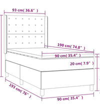 Boxspringbett mit Matratze & LED Taupe 90x190 cm Stoff