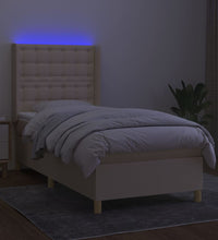 Boxspringbett mit Matratze & LED Creme 90x190 cm Stoff