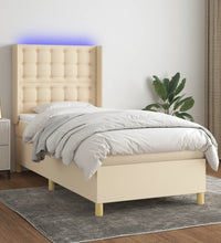 Boxspringbett mit Matratze & LED Creme 90x190 cm Stoff