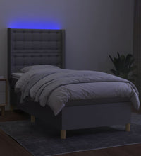 Boxspringbett mit Matratze & LED Hellgrau 90x200 cm Stoff