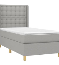 Boxspringbett mit Matratze & LED Hellgrau 90x200 cm Stoff
