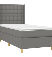 Boxspringbett mit Matratze & LED Dunkelgrau 90x200 cm Stoff
