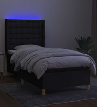 Boxspringbett mit Matratze & LED Schwarz 90x200 cm Stoff