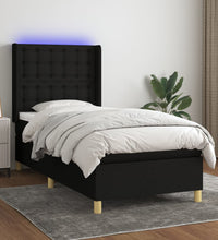 Boxspringbett mit Matratze & LED Schwarz 90x200 cm Stoff