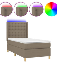Boxspringbett mit Matratze & LED Taupe 90x200 cm Stoff