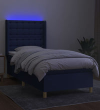 Boxspringbett mit Matratze & LED Blau 90x200 cm Stoff