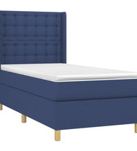 Boxspringbett mit Matratze & LED Blau 90x200 cm Stoff