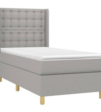 Boxspringbett mit Matratze & LED Hellgrau 100x200 cm Stoff