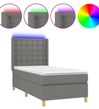 Boxspringbett mit Matratze & LED Dunkelgrau 100x200 cm Stoff