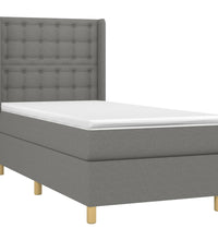 Boxspringbett mit Matratze & LED Dunkelgrau 100x200 cm Stoff