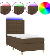 Boxspringbett mit Matratze & LED Dunkelbraun 100x200 cm Stoff