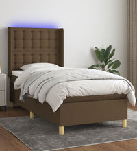 Boxspringbett mit Matratze & LED Dunkelbraun 100x200 cm Stoff