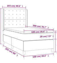 Boxspringbett mit Matratze & LED Dunkelbraun 100x200 cm Stoff