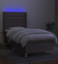 Boxspringbett mit Matratze & LED Taupe 100x200 cm Stoff
