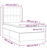 Boxspringbett mit Matratze & LED Taupe 100x200 cm Stoff