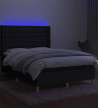 Boxspringbett mit Matratze & LED Schwarz 140x190 cm Stoff