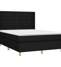 Boxspringbett mit Matratze & LED Schwarz 140x190 cm Stoff
