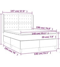 Boxspringbett mit Matratze & LED Schwarz 140x190 cm Stoff
