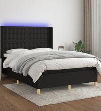Boxspringbett mit Matratze & LED Schwarz 140x190 cm Stoff