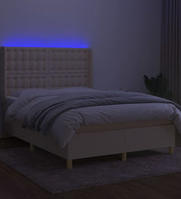 Boxspringbett mit Matratze & LED Creme 140x190 cm Stoff