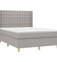 Boxspringbett mit Matratze & LED Hellgrau 140x200 cm Stoff