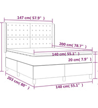 Boxspringbett mit Matratze & LED Hellgrau 140x200 cm Stoff