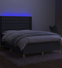 Boxspringbett mit Matratze & LED Dunkelgrau 140x200 cm Stoff