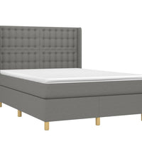 Boxspringbett mit Matratze & LED Dunkelgrau 140x200 cm Stoff