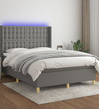 Boxspringbett mit Matratze & LED Dunkelgrau 140x200 cm Stoff