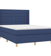 Boxspringbett mit Matratze & LED Blau 140x200 cm Stoff