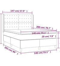 Boxspringbett mit Matratze & LED Blau 140x200 cm Stoff