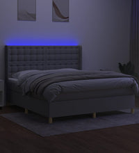 Boxspringbett mit Matratze & LED Hellgrau 180x200 cm Stoff