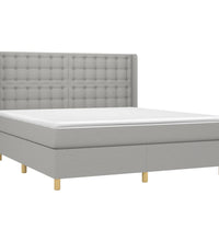 Boxspringbett mit Matratze & LED Hellgrau 180x200 cm Stoff