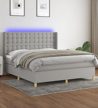 Boxspringbett mit Matratze & LED Hellgrau 180x200 cm Stoff