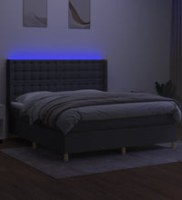 Boxspringbett mit Matratze & LED Dunkelgrau 180x200 cm Stoff