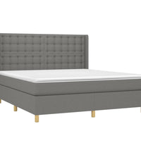 Boxspringbett mit Matratze & LED Dunkelgrau 180x200 cm Stoff