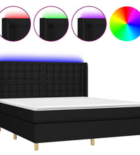 Boxspringbett mit Matratze & LED Schwarz 180x200 cm Stoff