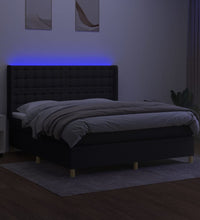 Boxspringbett mit Matratze & LED Schwarz 180x200 cm Stoff