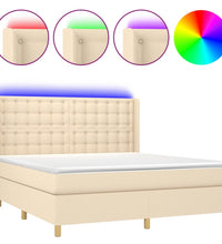 Boxspringbett mit Matratze & LED Creme 180x200 cm Stoff