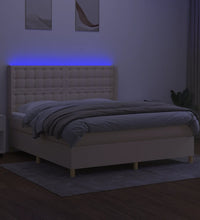 Boxspringbett mit Matratze & LED Creme 180x200 cm Stoff